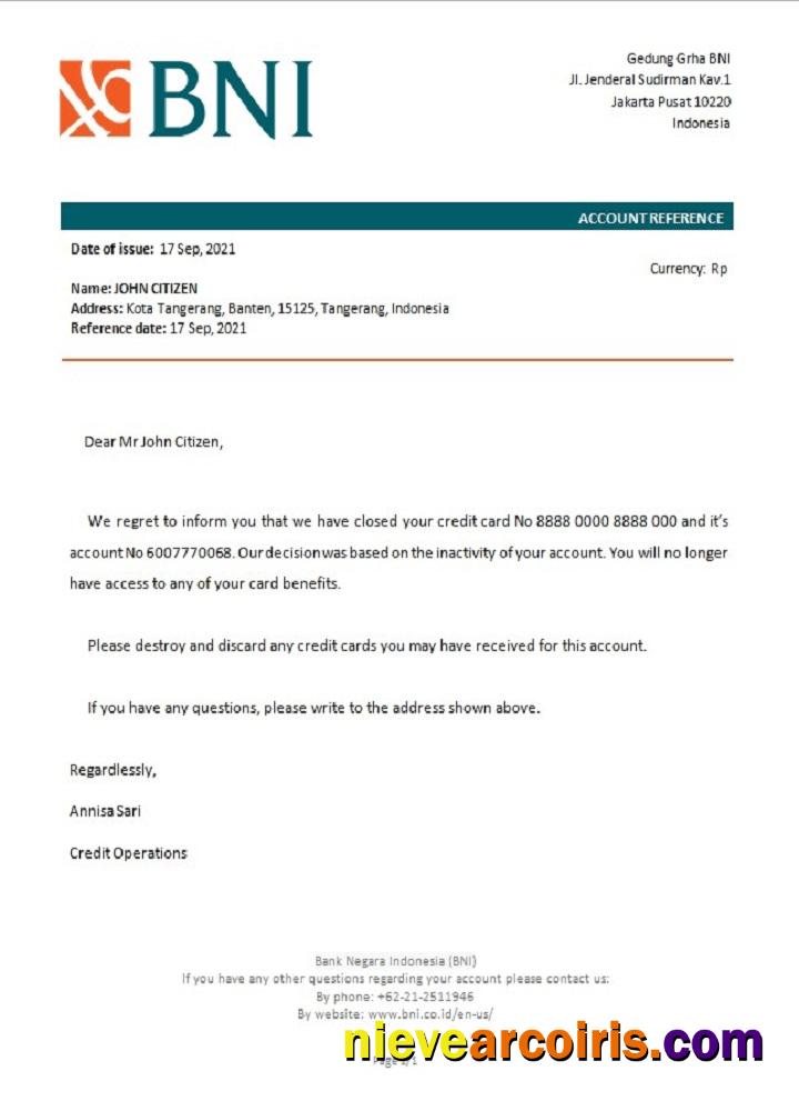 Indonesia Bank Negara closure reference